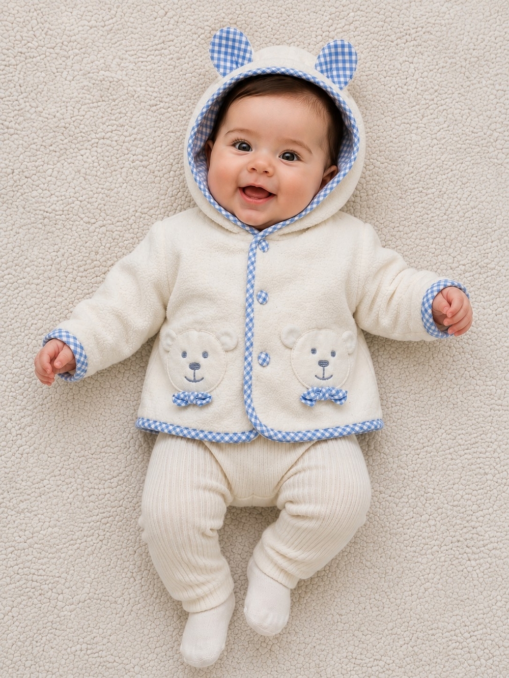 Vintage Baby Bell Teddy Bear Fleece Hooded Jacket 3-6M